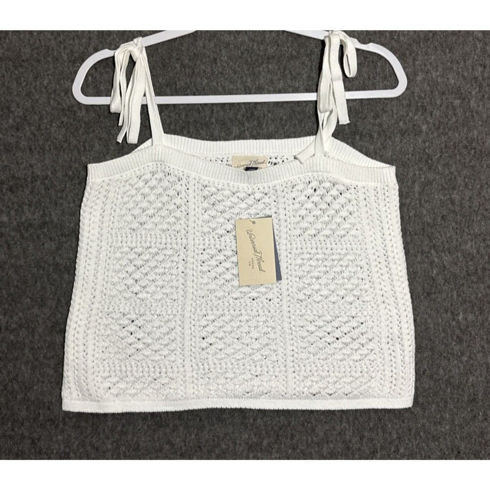 Universal Thread Women's  Knit Crop Top Blouse White Medium
